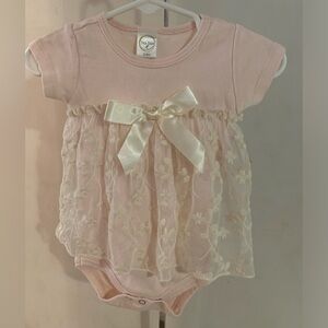 Tess Babe Pink and Lace Onesie Size 3-6 months
